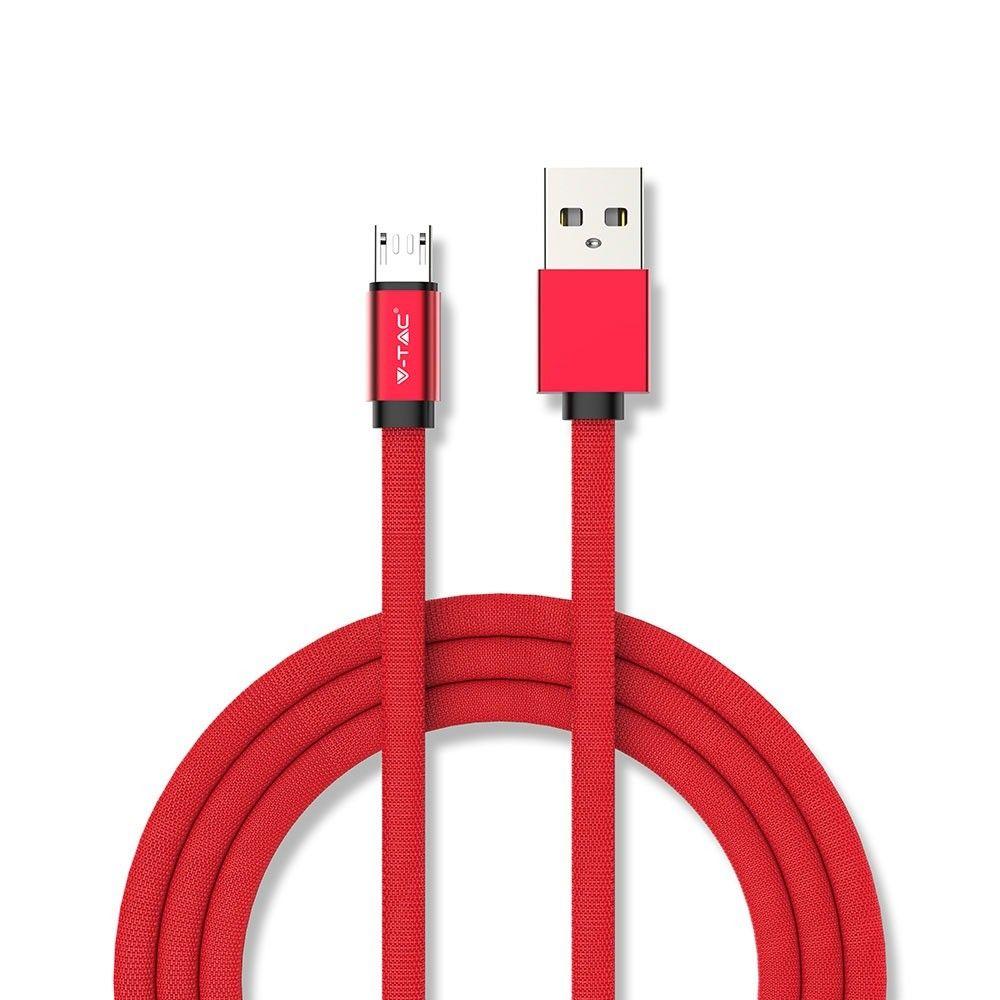 VT-5341 1M MICRO USB BRAIDED CABLE WITH COTTON FABRIC-RED(RUBY SERIES)