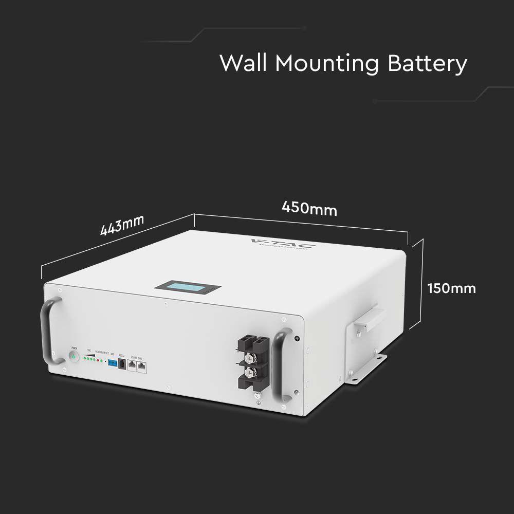 NISKONAPIĘCIOWY MAGAZYN ENERGII VT-48100-W2 BATERIA LITOWA O MOCY 5kWh; BATERIA NAŚCIENNA; WBUDOWANY BMS; 5 LAT GWARANCJI; IP 20; 6000 CYKLI ŁADOWANIA  , VTAC, SKU 11526