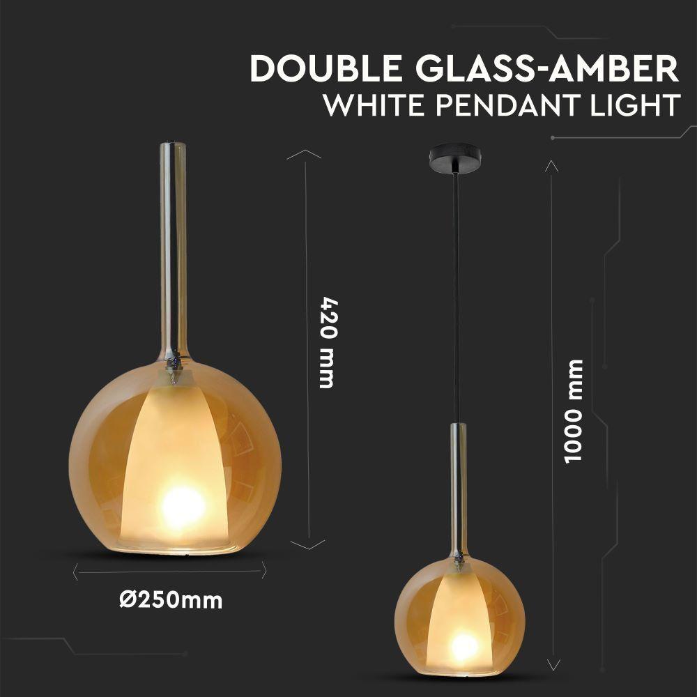 VT-7304 DOUBLE GLASS-AMBER+WHITE PENDANT LIGHT(E27) D:300