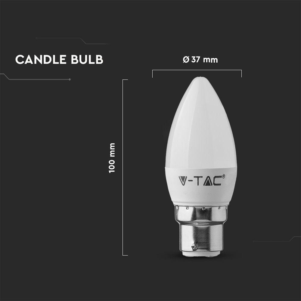 VT-223 5.5W LED PLASTIC CANDLE BULB-SAMSUNG CHIP 6400K B22