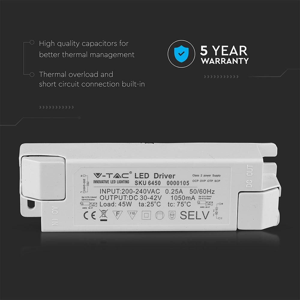 45W NON DIMMABLE DRIVER FOR LED PANEL-5 YRS WTY