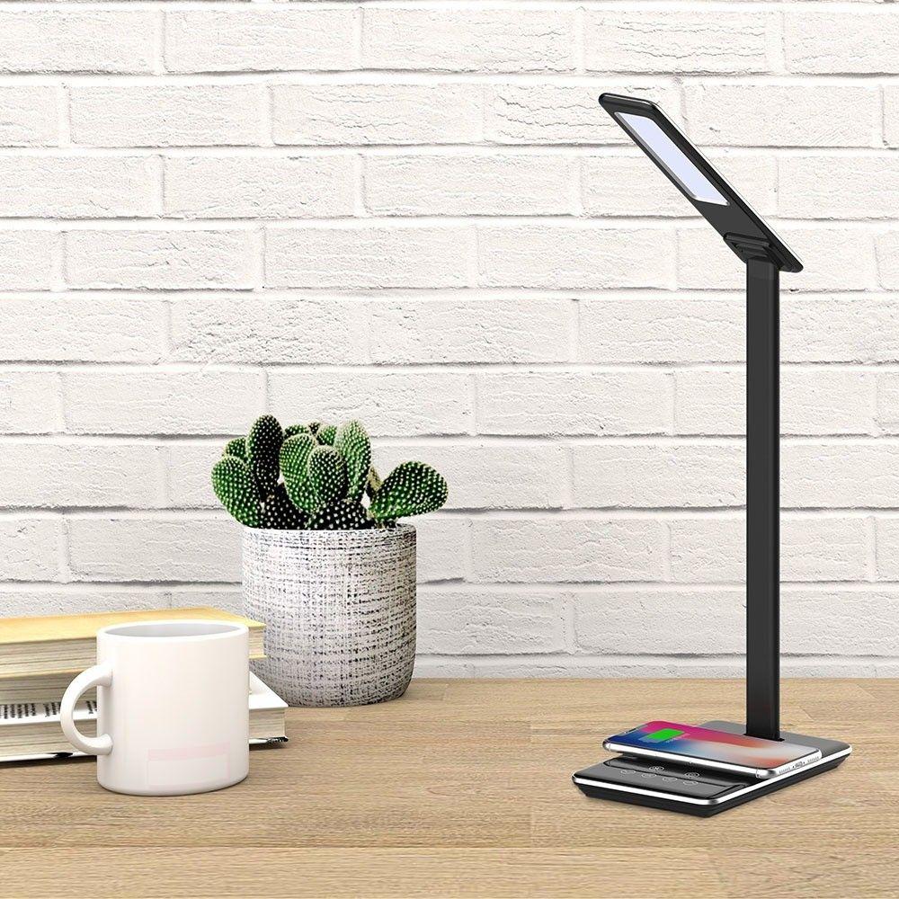 VT-7405 5W LED TABLE LAMP WITH WIRELESS CHARGER 2700K-6500K BLACK