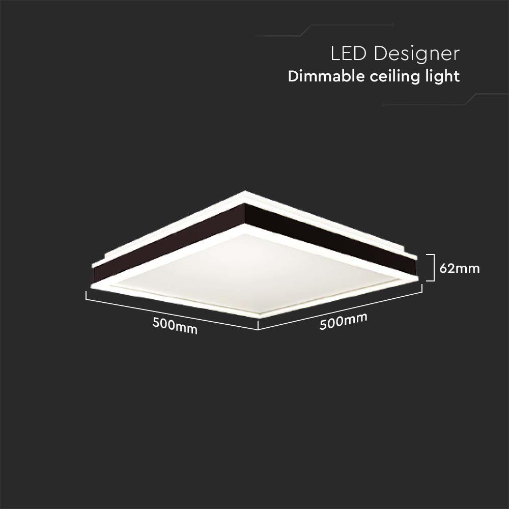 48W Lampa dekoracyjna LEDTRIAC, Ściemniana, Barwa: 4000K/ Kolor: Czarny, Kształt: Kwadratowy , VTAC, SKU 6917