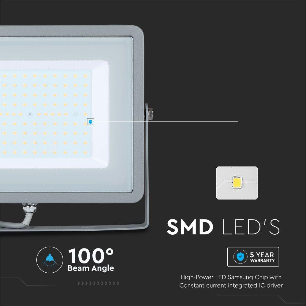 100W Naświetlacz LED SMD, Chip SAMSUNG, Barwa:4000K, Obudowa: Szara , VTAC, SKU 21473