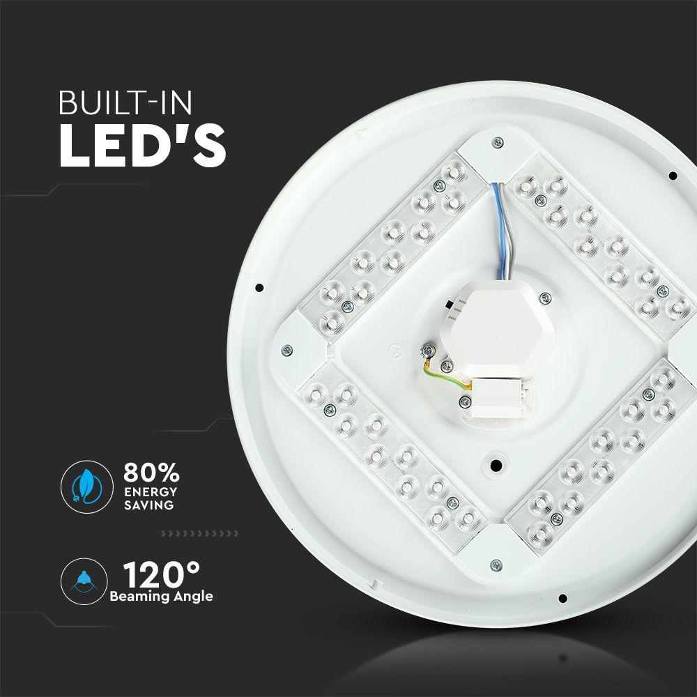 36W Plafon LED DOME, Średnica: 450,  Klosz: Mleczny, Barwa:3w1, VTAC, SKU 7609