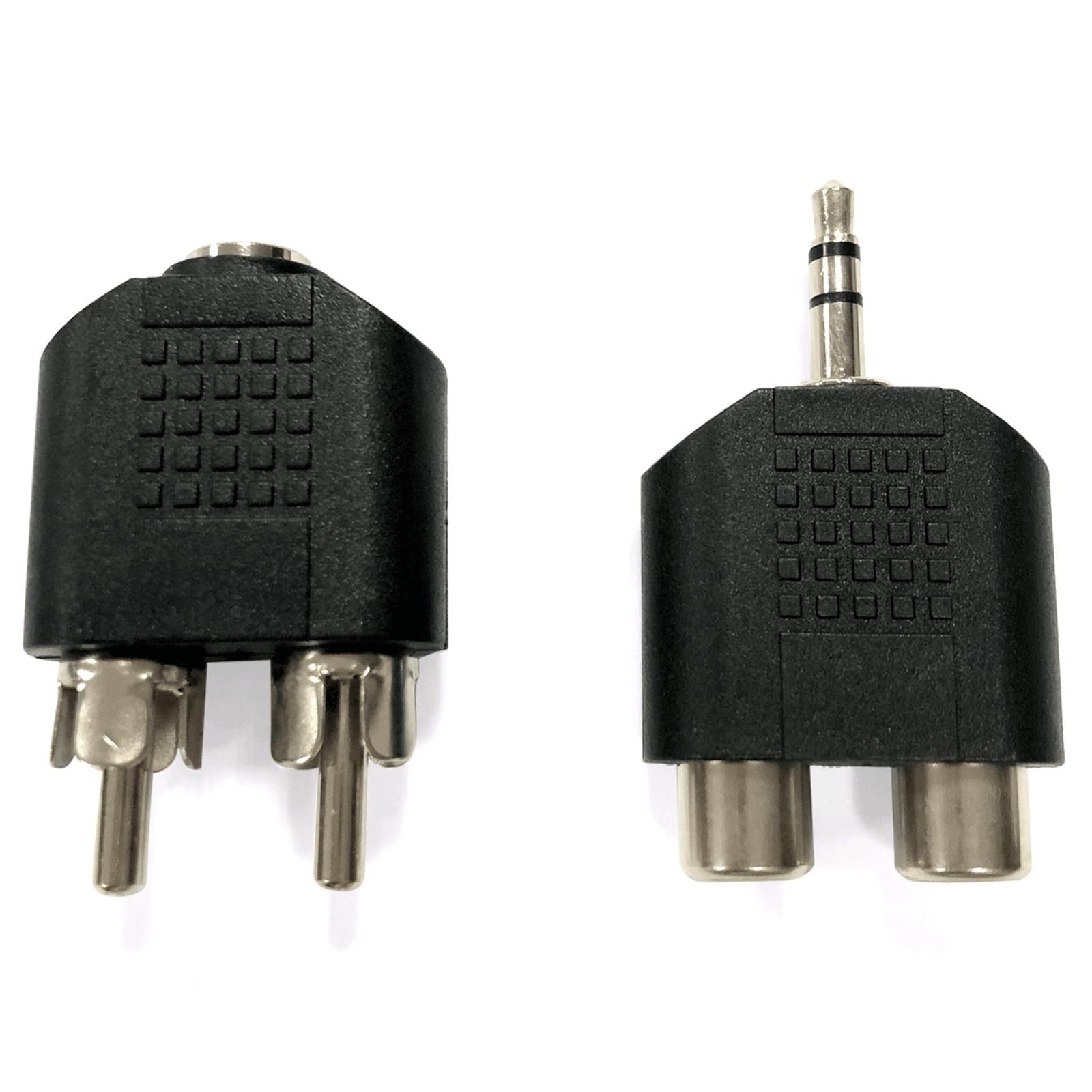 Audio/Video Connector 3.5 Dual Channel Female to 2*RCA Male & 3.5 Male to 2*RCA Female Black