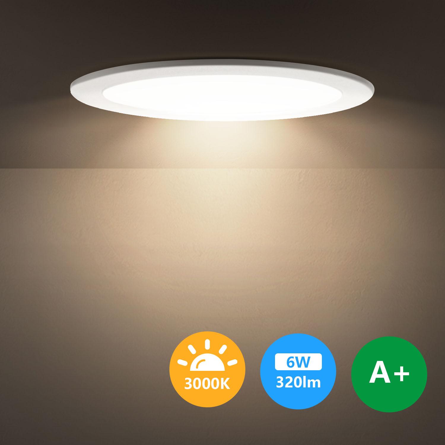 E6 LED Ultra-thin Flush-mounted Round Downlight 6W Yellow Light