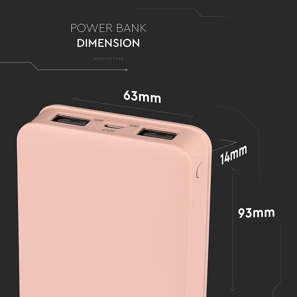 Power Bank, 5000mAh/18.5wh, 5V, Różowy, VTAC, SKU 8194