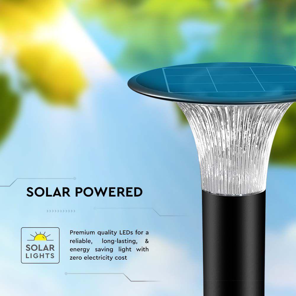 VT-413 15W LED SOLAR PATH LIGHT-DIAMOND 2200LM LiFePO4 BATTERY 3.2V 6000mAh6000K+4000K BLACK