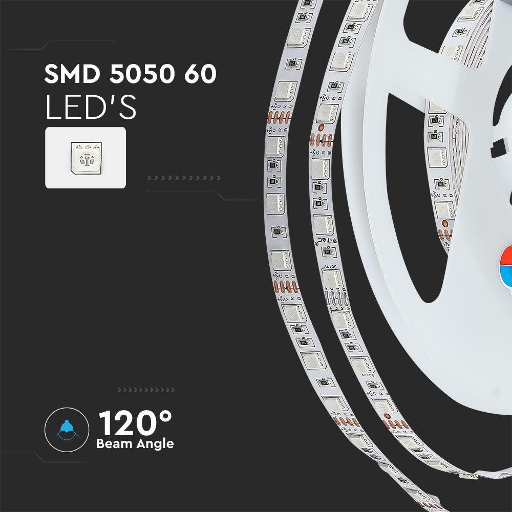 Zestaw Taśma LED z zasilaczem i sterownikiem, Barwa: RGB, IP20, Rolka:5m, VTAC, SKU 212558