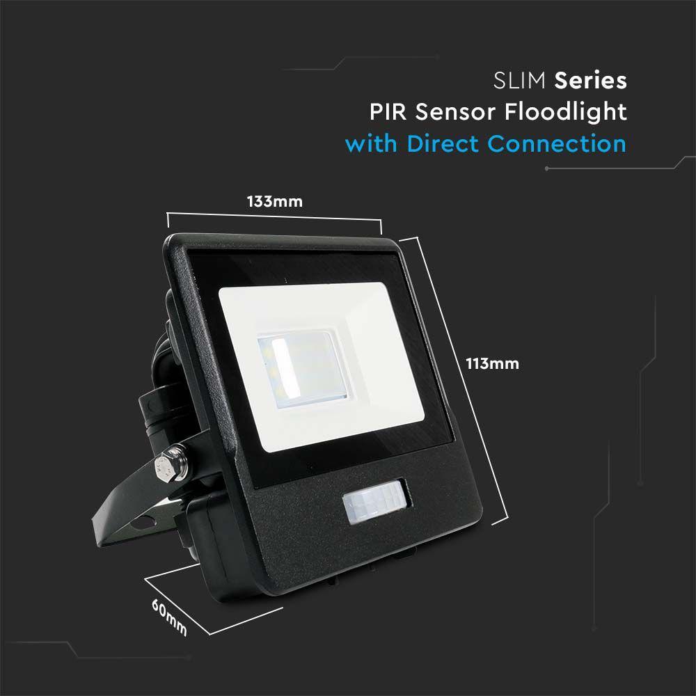 VT-118S 10W PIR SENSOR FLOODLIGHT SAMSUNG CHIP 4000K BLACK BODY