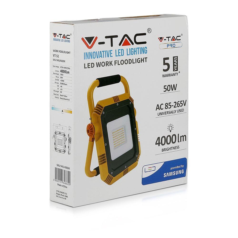 VT-51 50W LED WORK FLOODLIGHT(EU PLUG) SAMSUNG CHIP 6400K - LINKABLE