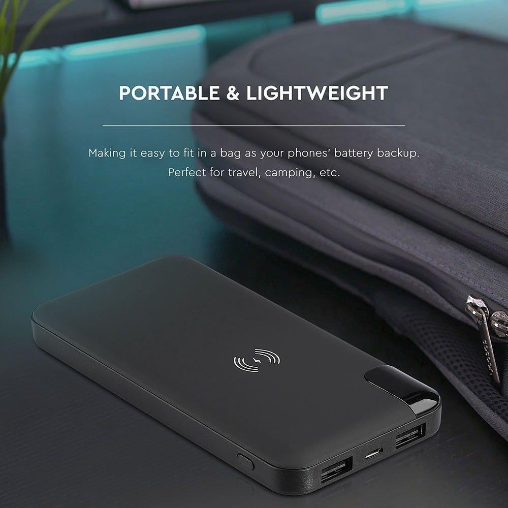 VT-3509 8000mah WIRELESS POWER BANK WITH DISPLAY AND STAND -BLACK