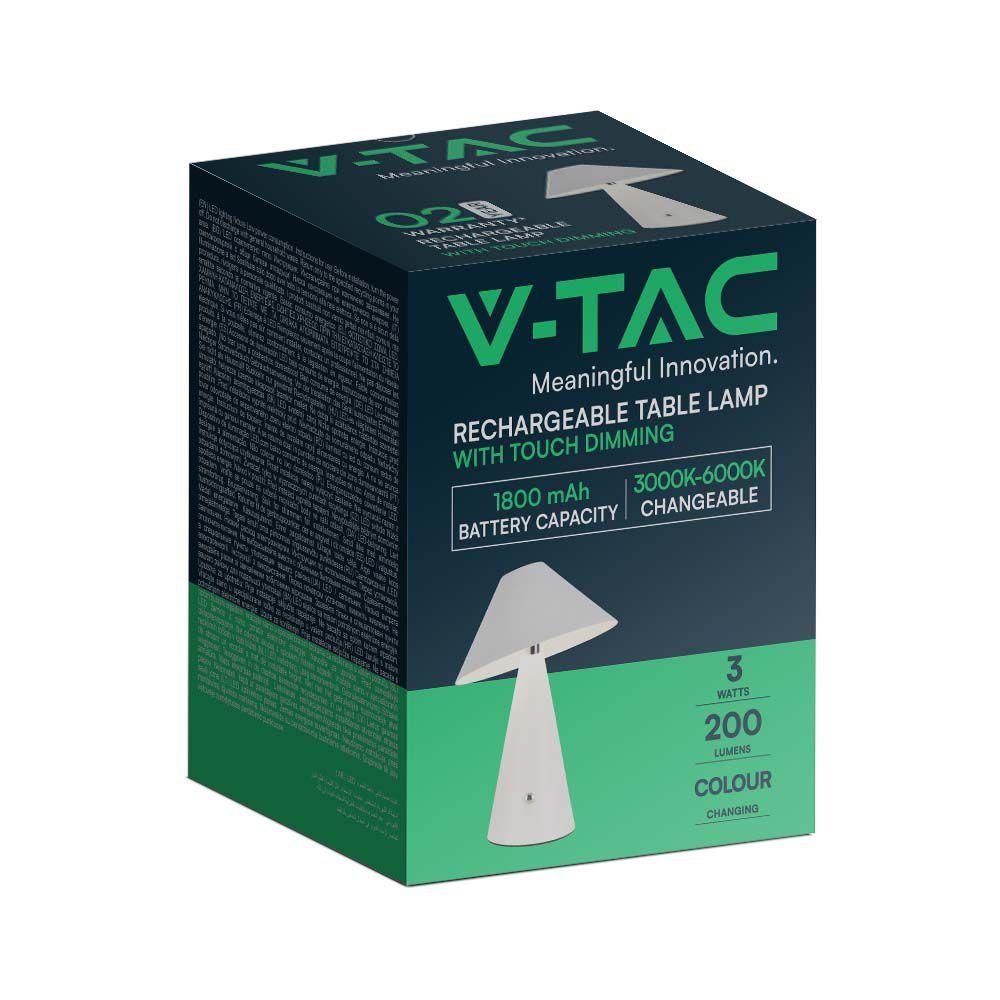 VT-1051 LED TABLE LAMP 1800mAH BATTERY D:180x240 3IN1 WHITE BODY