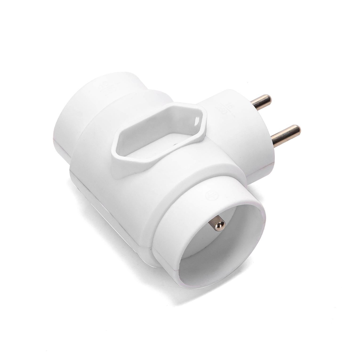 French 3-Way Adaptor (Without Switch) 2*16A+1*2.5A White