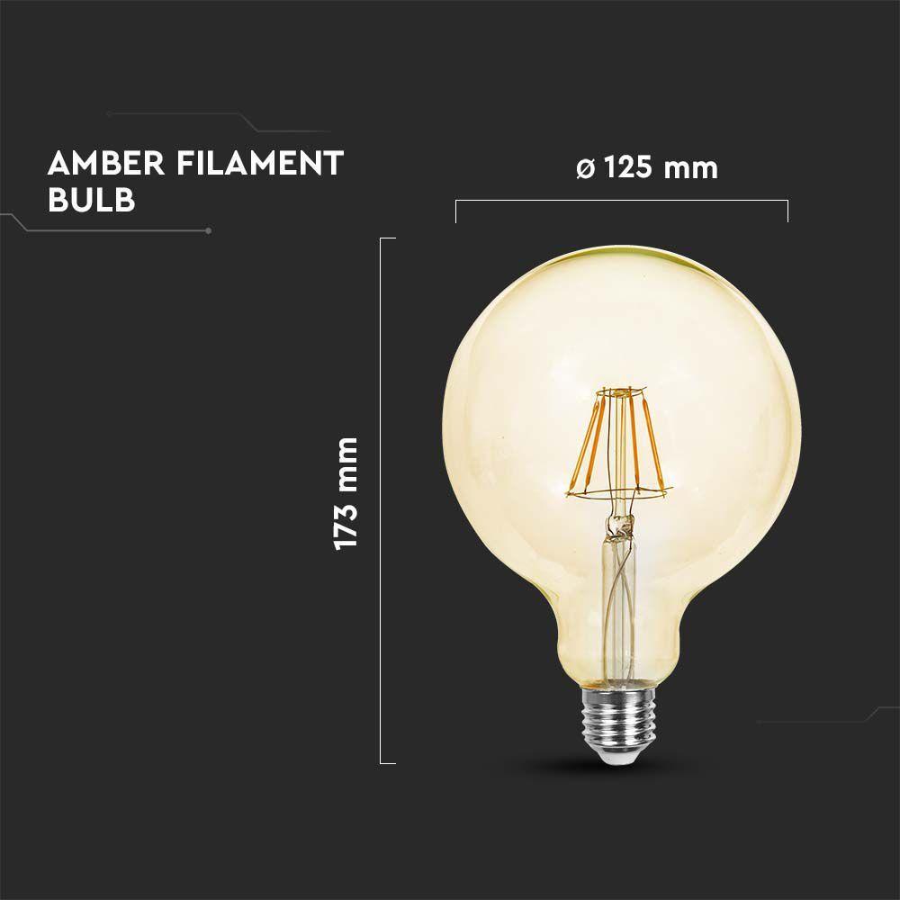 VT-2153 12W G125 LED FILAMENT BULB AMBER COVER 2200K E27