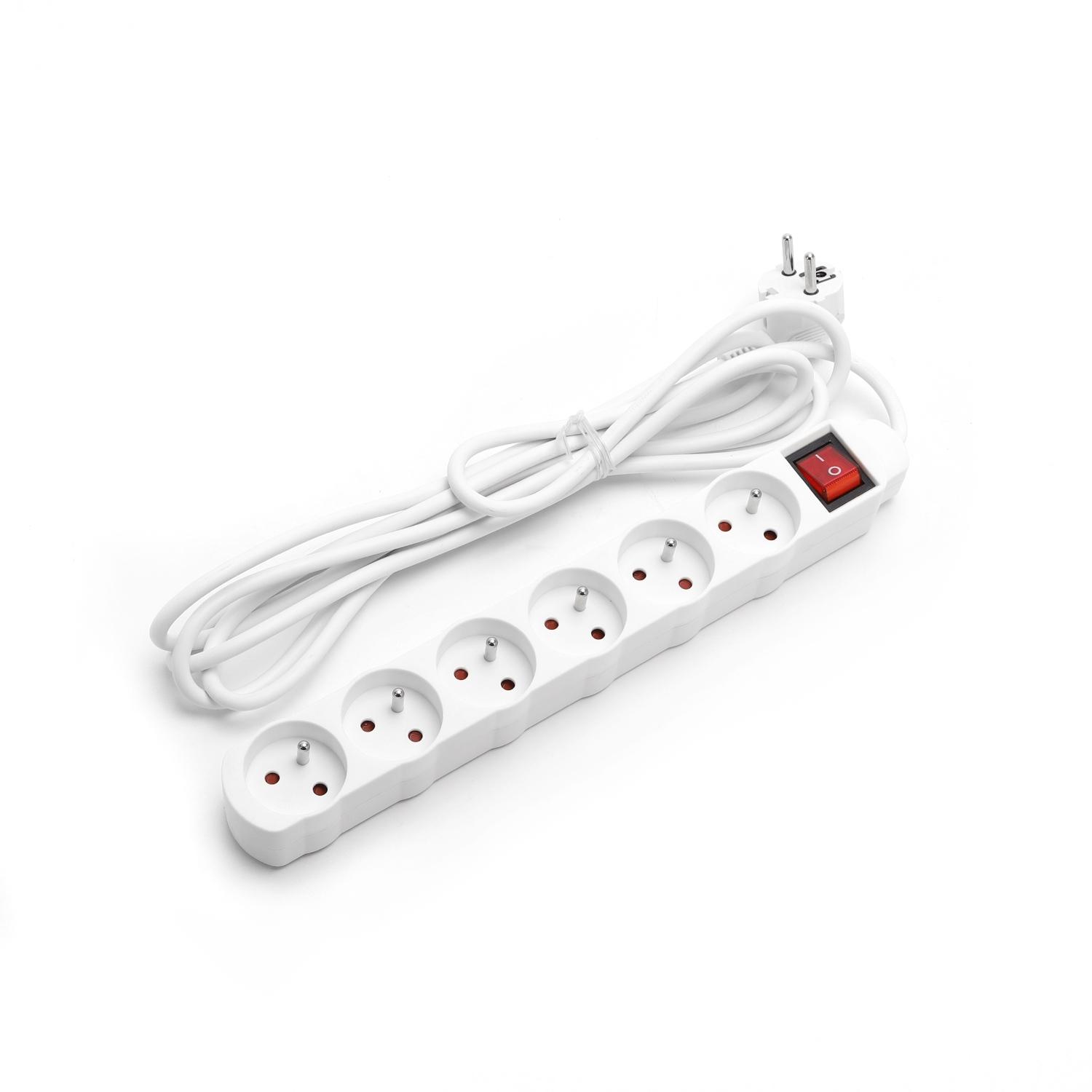 Power strips 6-way 1.5m H05VV-F 3G1.0m㎡ White