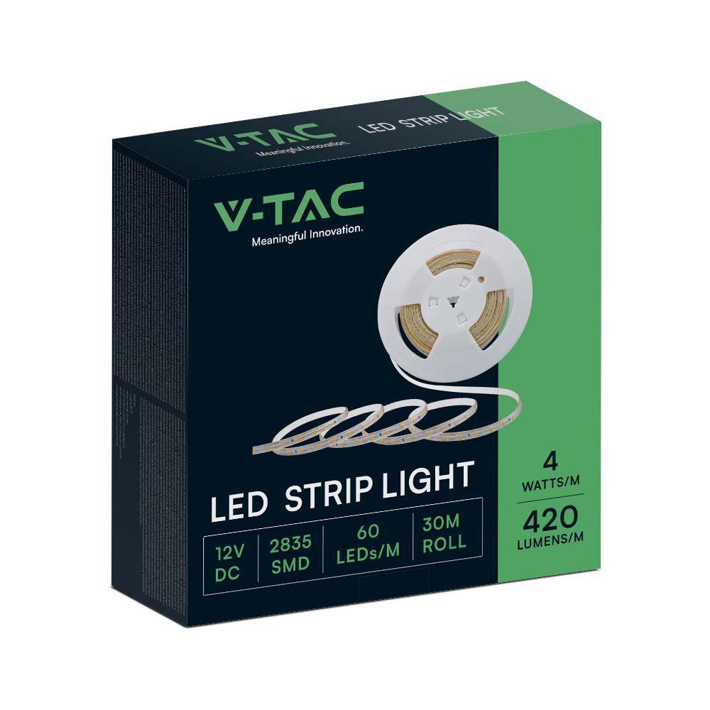 VT-2835 60 4W/M LED STRIP LIGHT 4000K 12V IP65 DOUBLE PCB 30M ROLL