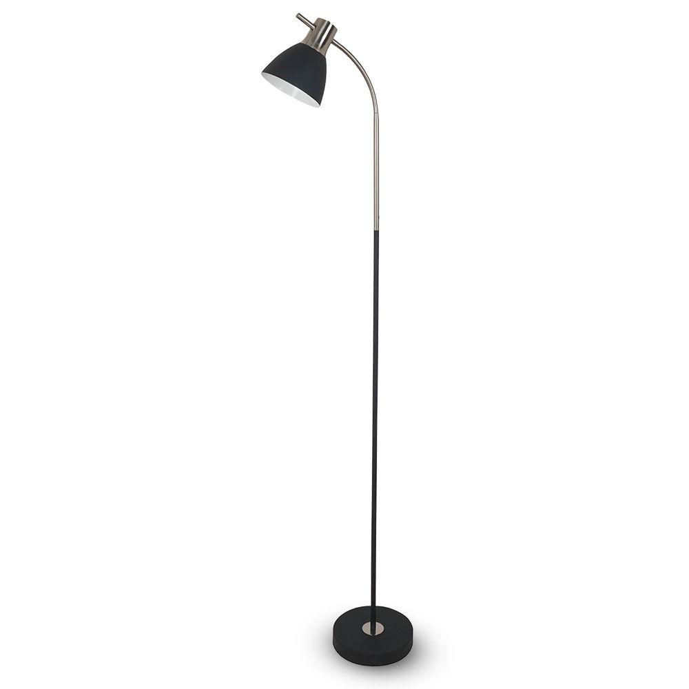 Lampa podłogowa , Trzonek: E27, Czarny + Chrom, VTAC, SKU 40421