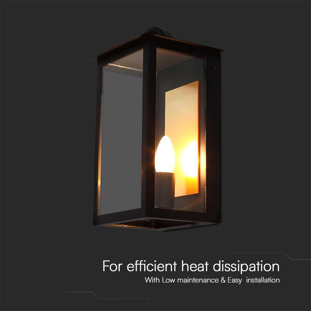 VT-1190 E14 OUTDOOR WALL LAMP HOLDER 200x168x350mm BLACK BODY IP65