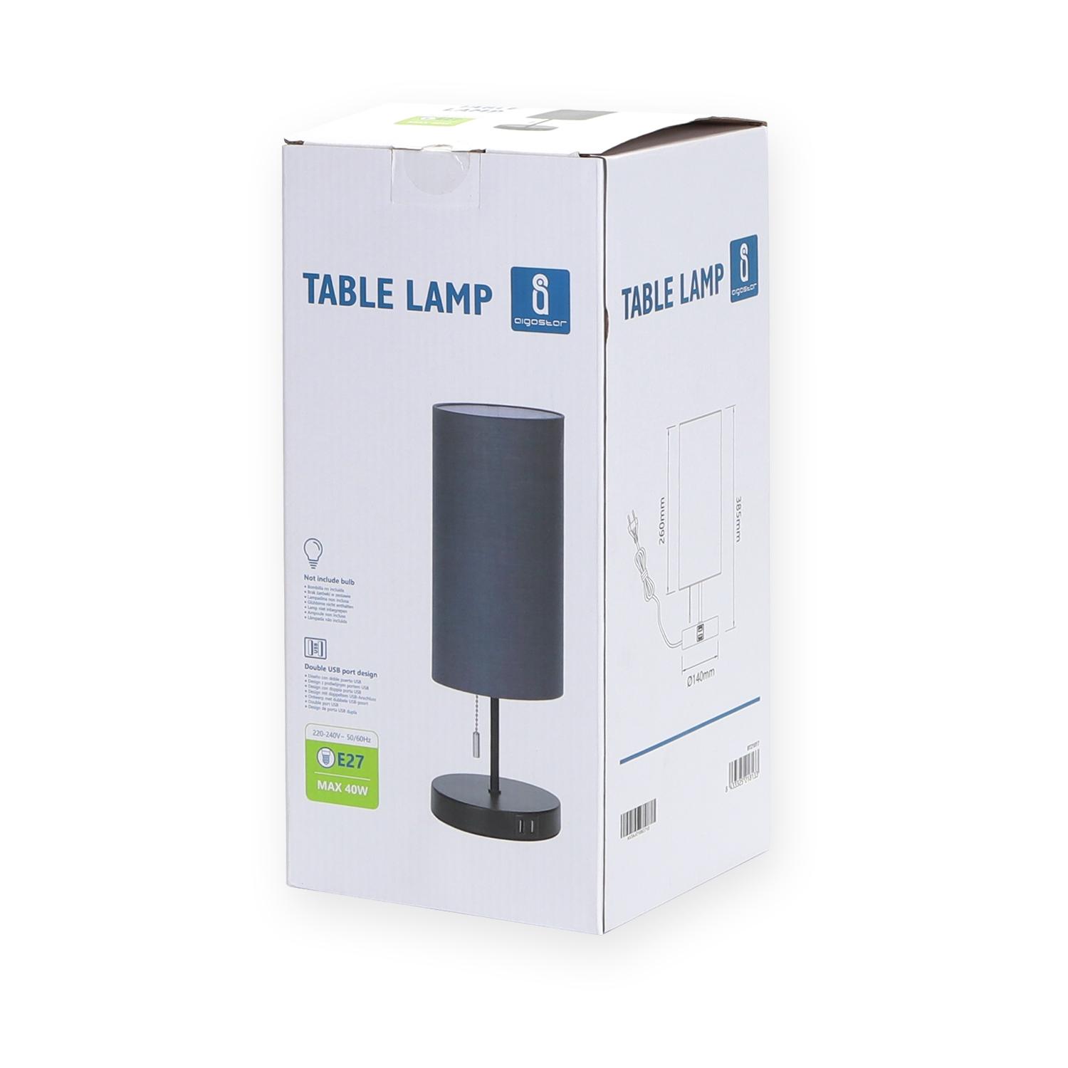 Metal Table Lamp USB*2 (Without Light Source) E27