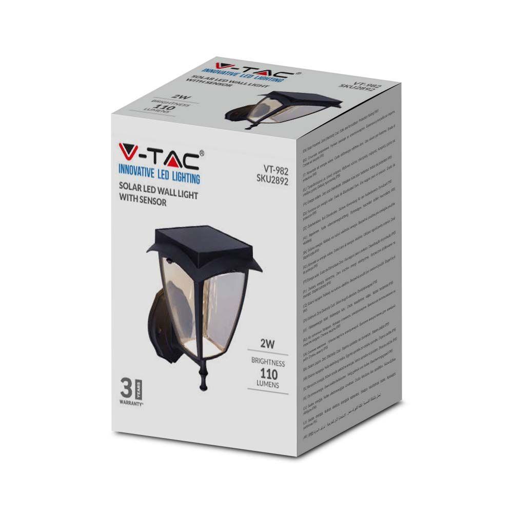 VT-982 LED SOLAR WALL LAMP 3000K+6000K MATT BLACK BODY