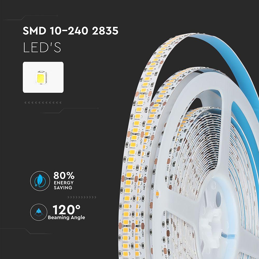 2835 Taśma LED, Chip SAMSUNG, Barwa:4000K, IP20, Zasilanie: 24V, Rolka:10m, VTAC, SKU 332