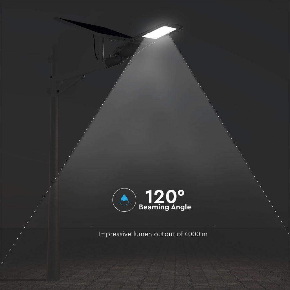 50W Lampa uliczna solarna, Barwa:6000K, Obudowa: Srebrna, VTAC, SKU 20341