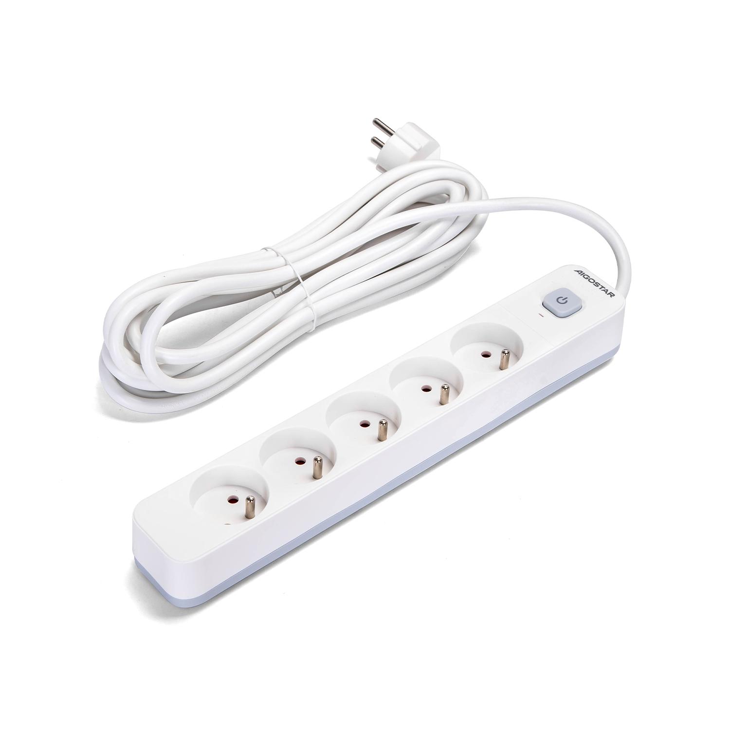 Power strips 5-way 5m H05VV-F 3G1.5m㎡ White and Gray