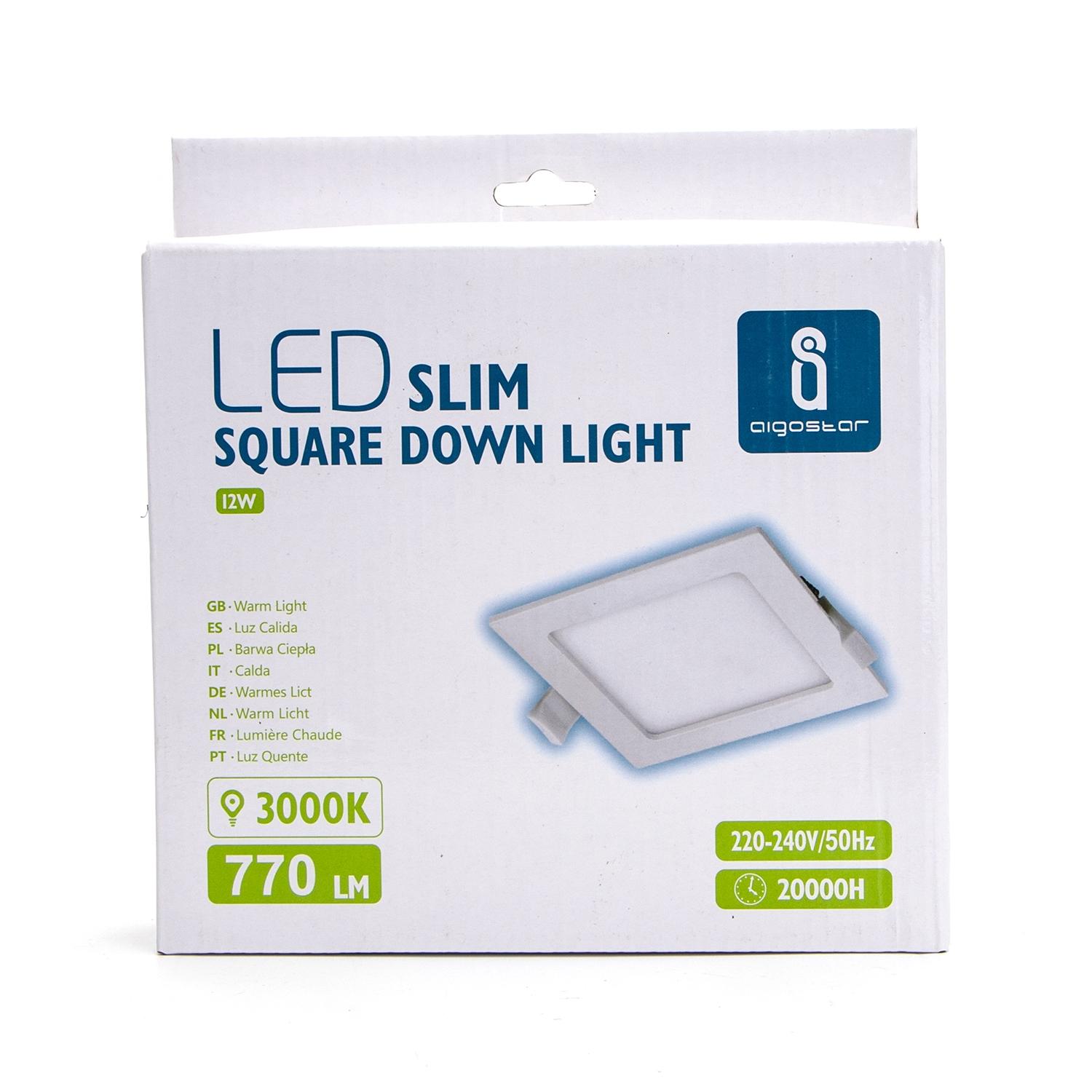 E6 LED Ultra-thin Flush-mounted Square Downlight 12W Yellow Light