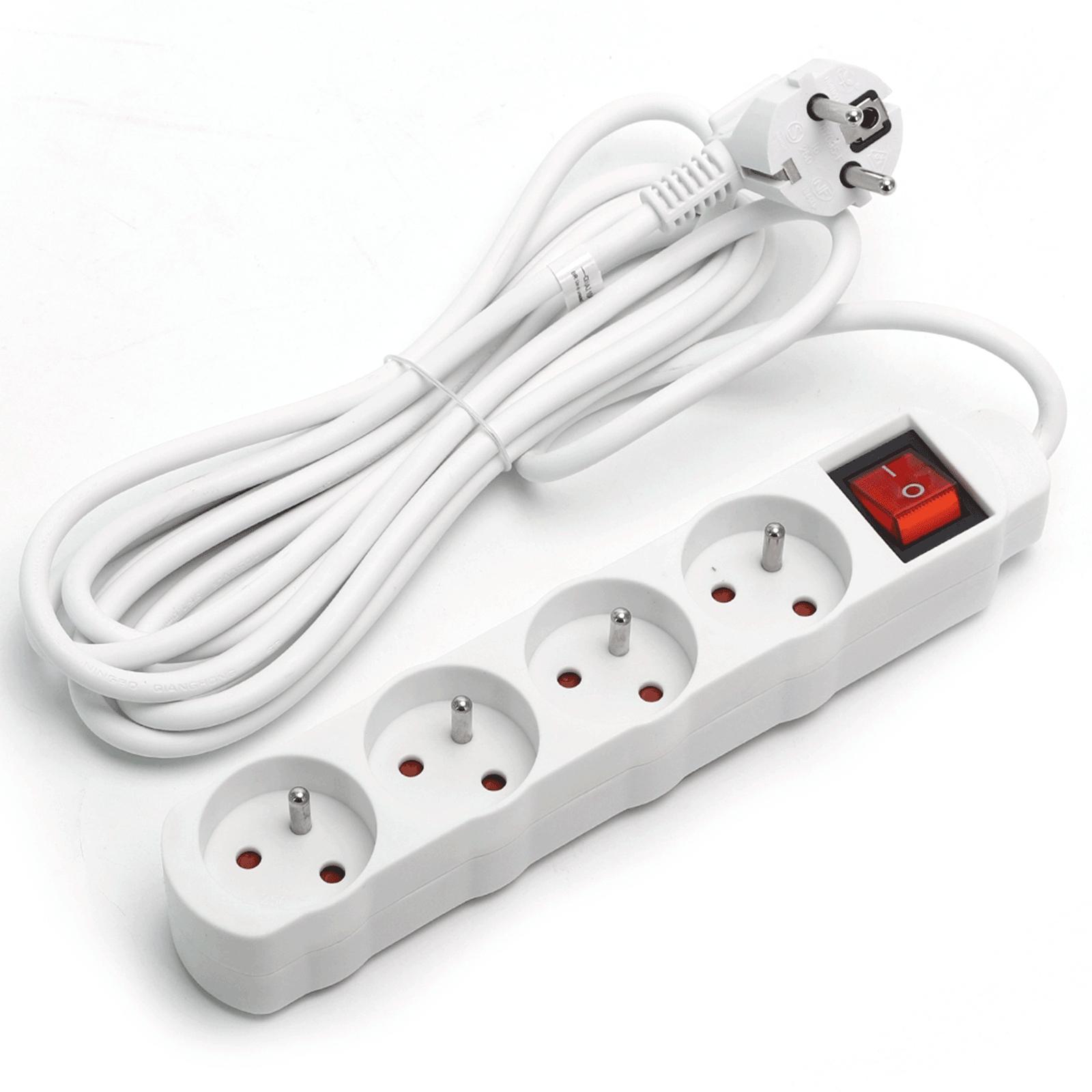 Power strips 4-way 5m H05VV-F 3G1.0m㎡ White