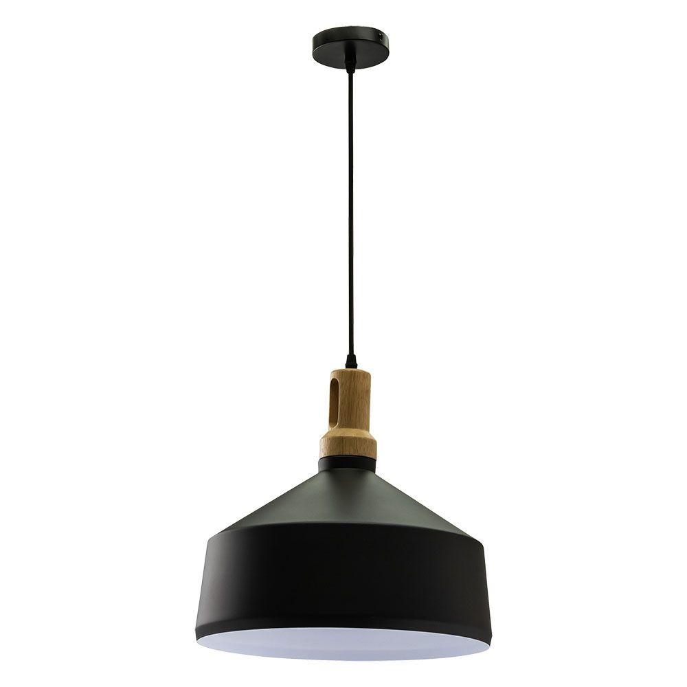 VT-7545 WOODEN TOP IRON PENDANT LIGHT-BLACK-E27