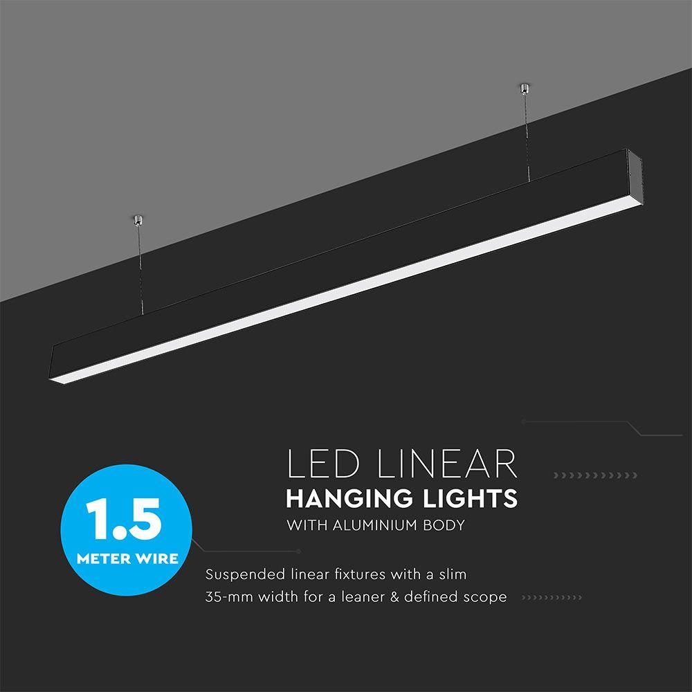 VT-7-40 40W LED LINEAR (SLIM) SUSPENSION LIGHT SAMSUNG CHIP 6400K -BLACK BODY