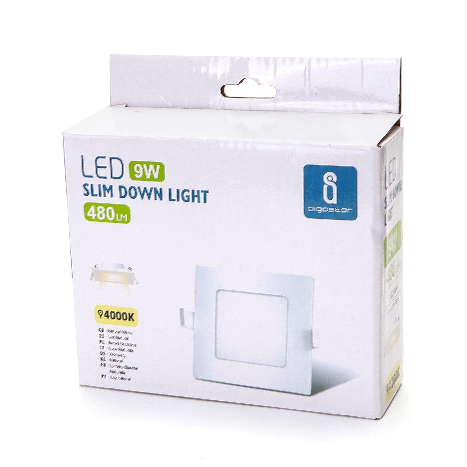 Ultracienki kwadratowy downlight podtynkowy LED E6 9W Światło naturalne