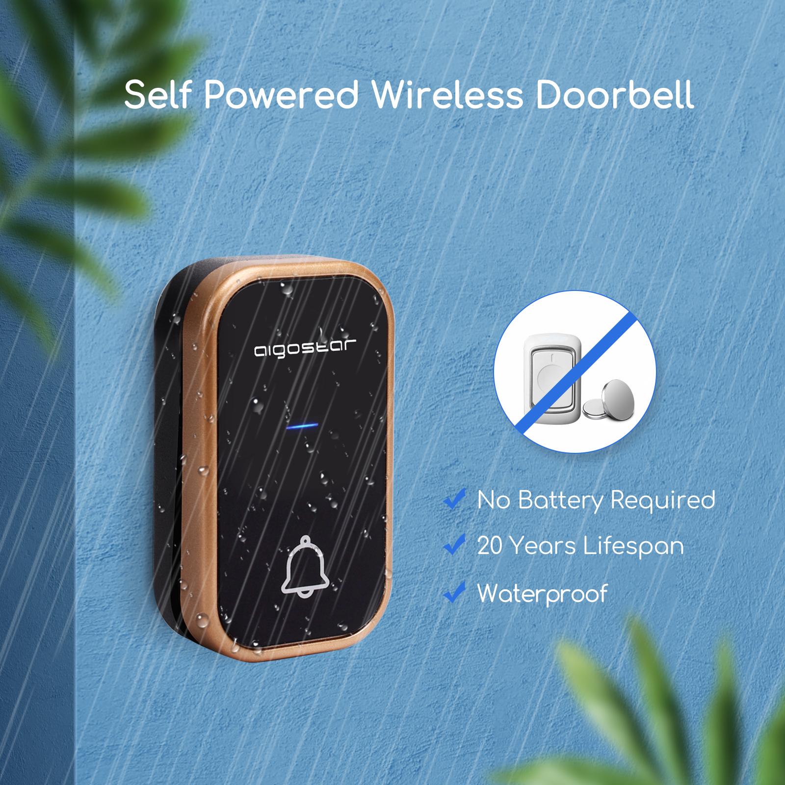 Self-power AC Wireless Doorbell Black & Golden