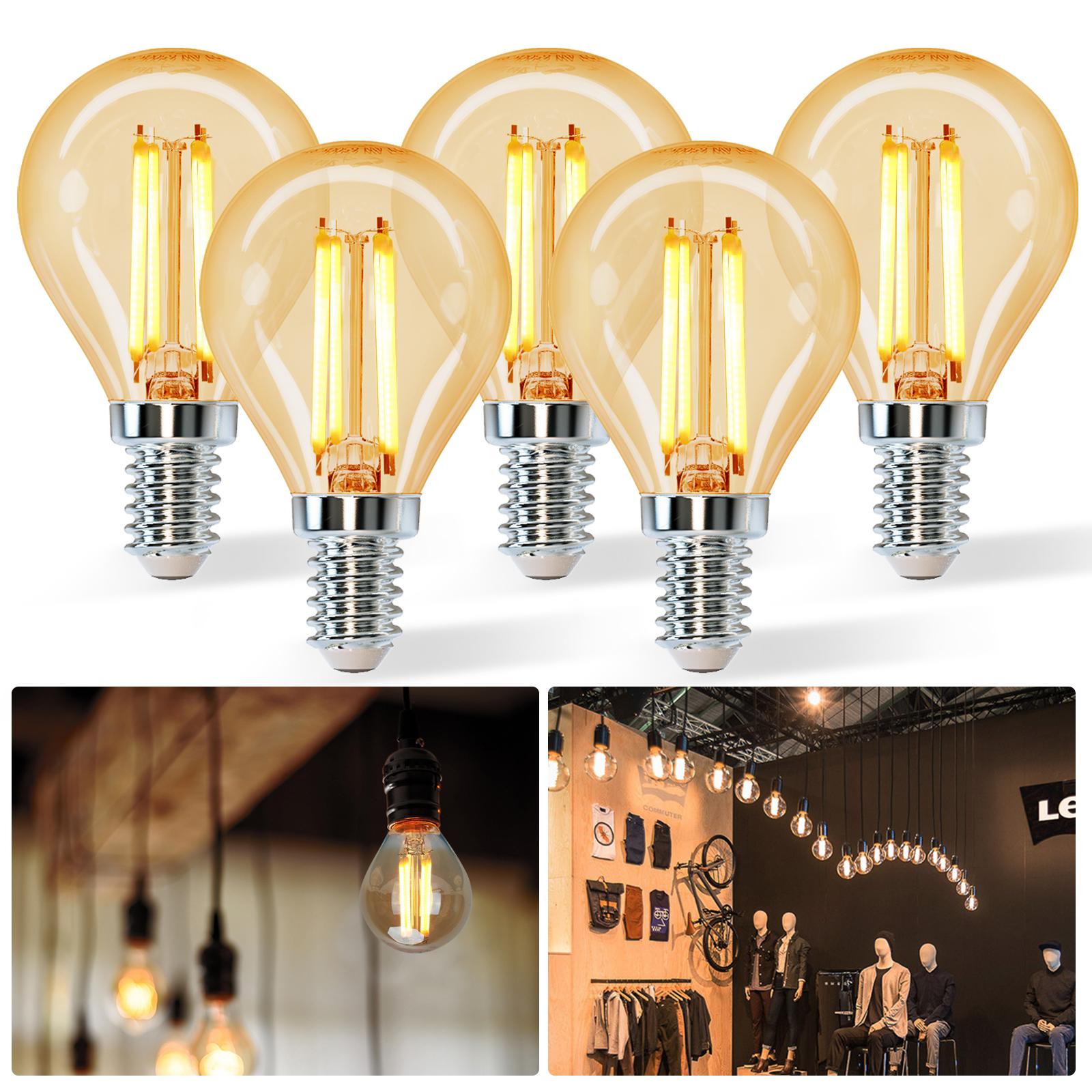 LED Filament Bulb (Amber) G45 E14 4W