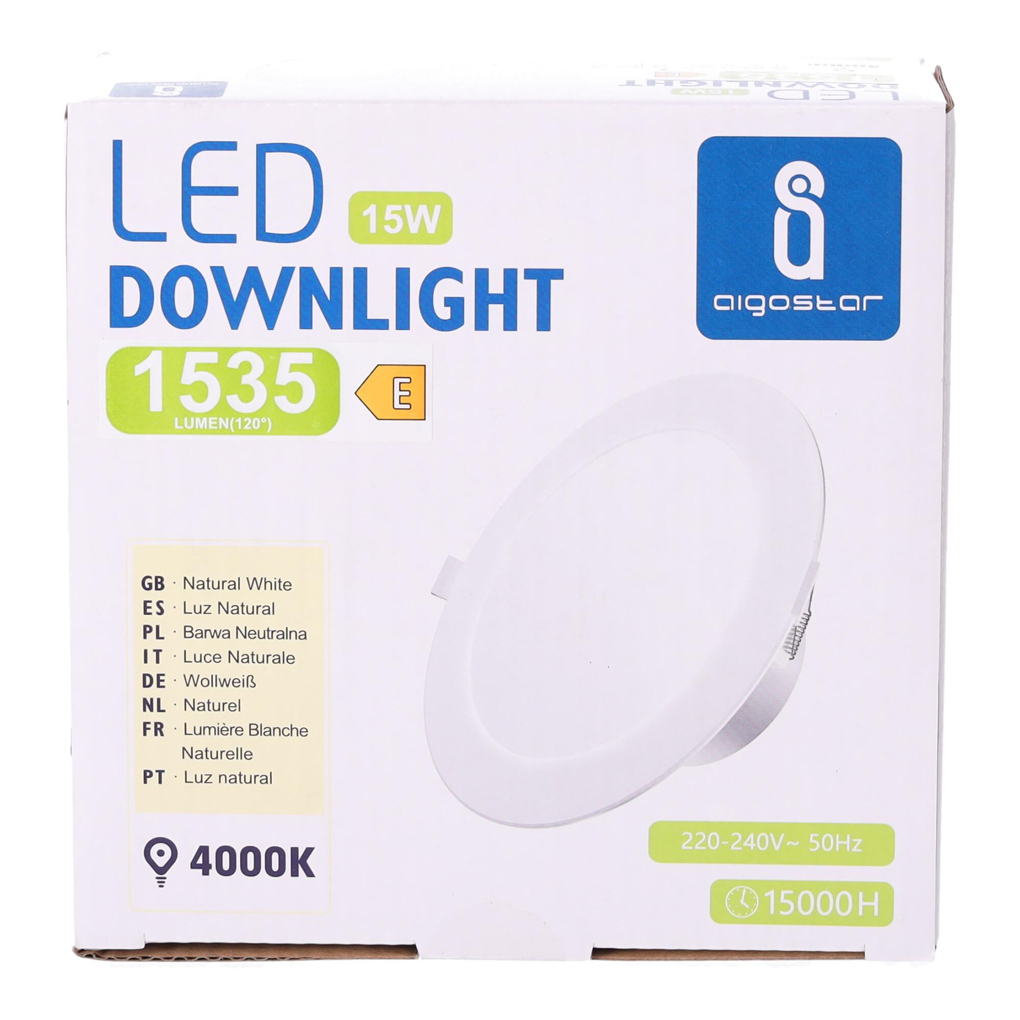 E6 LED  Flush-mounted Round Downlight 15W Natural Light