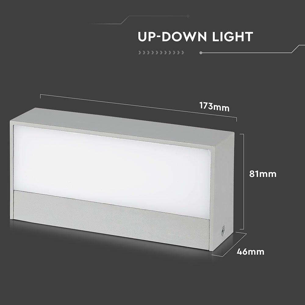 9W Lampa ścienna LED, Kierunek: Góra-Dół, Barwa:6400K, Obudowa: Szary, VTAC, SKU 8241