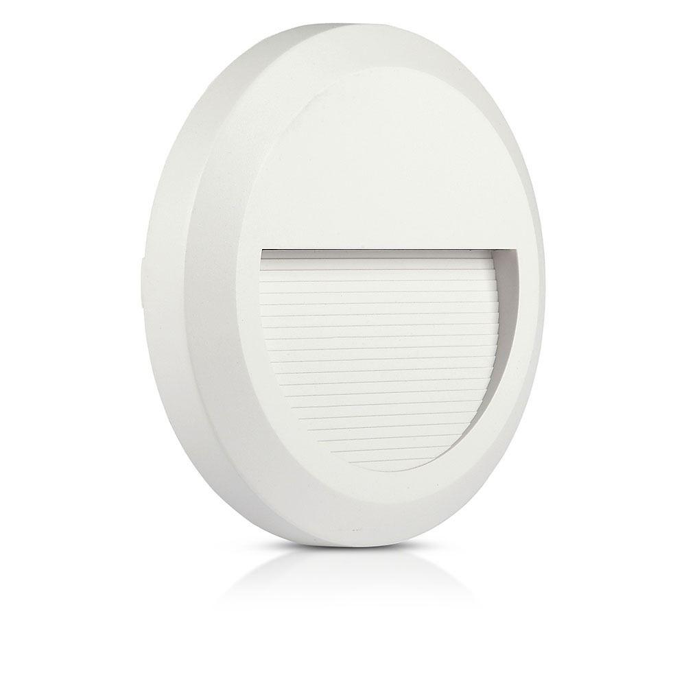 VT-1142 2W LED STEP LIGHT 4000K WHITE BODY ROUND