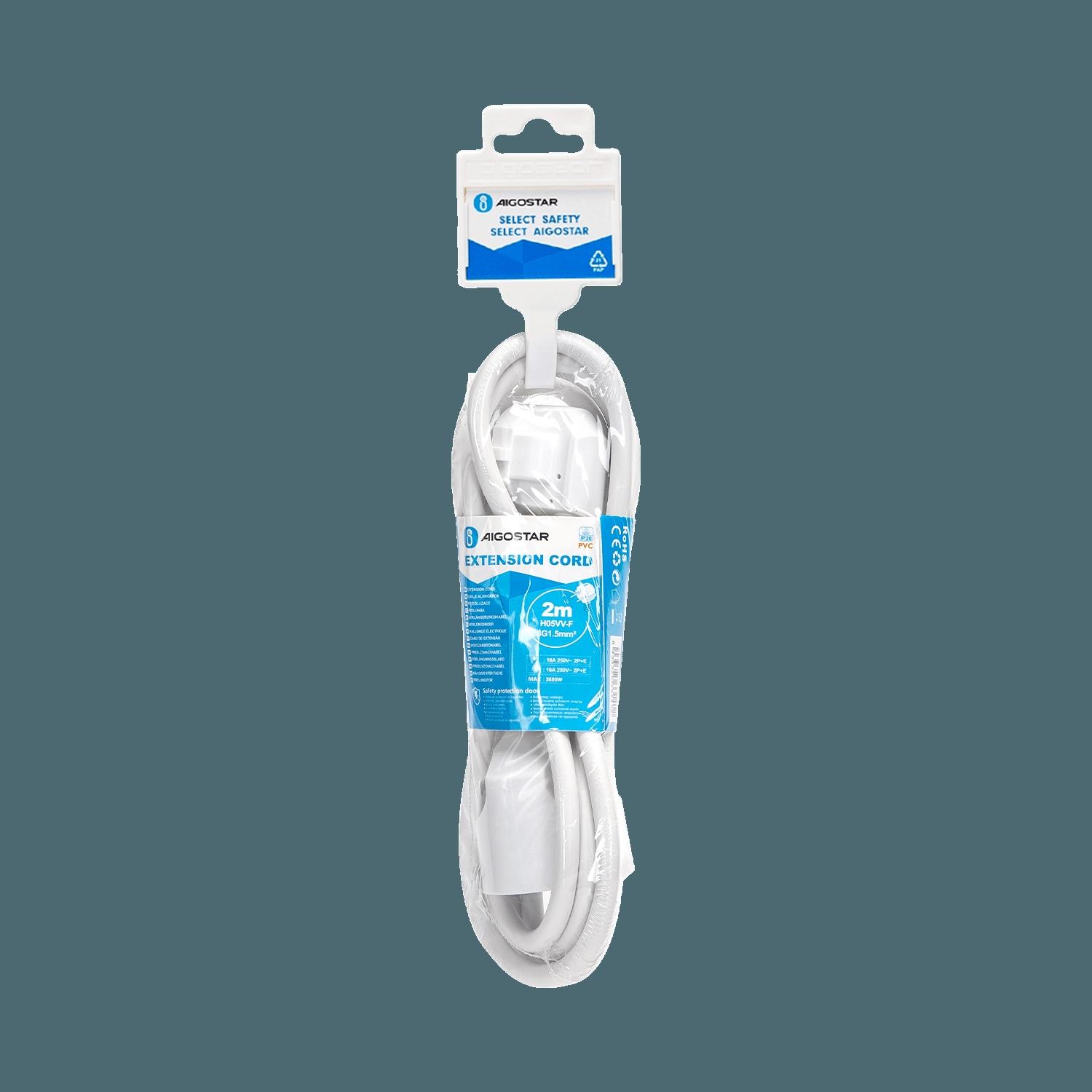 French extension cord 2m white 3G1.5mm2