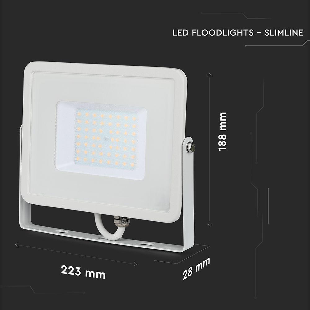 50W Naświetlacz LED SMD, Chip SAMSUNG, Barwa:6500K, Obudowa: Biała, VTAC, SKU 21411