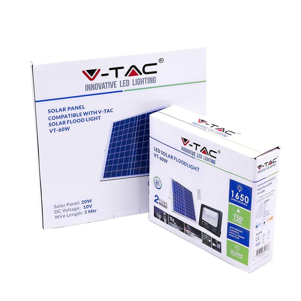 Naświetlacz solarny LED, Barwa:6000K, VTAC, SKU 94010