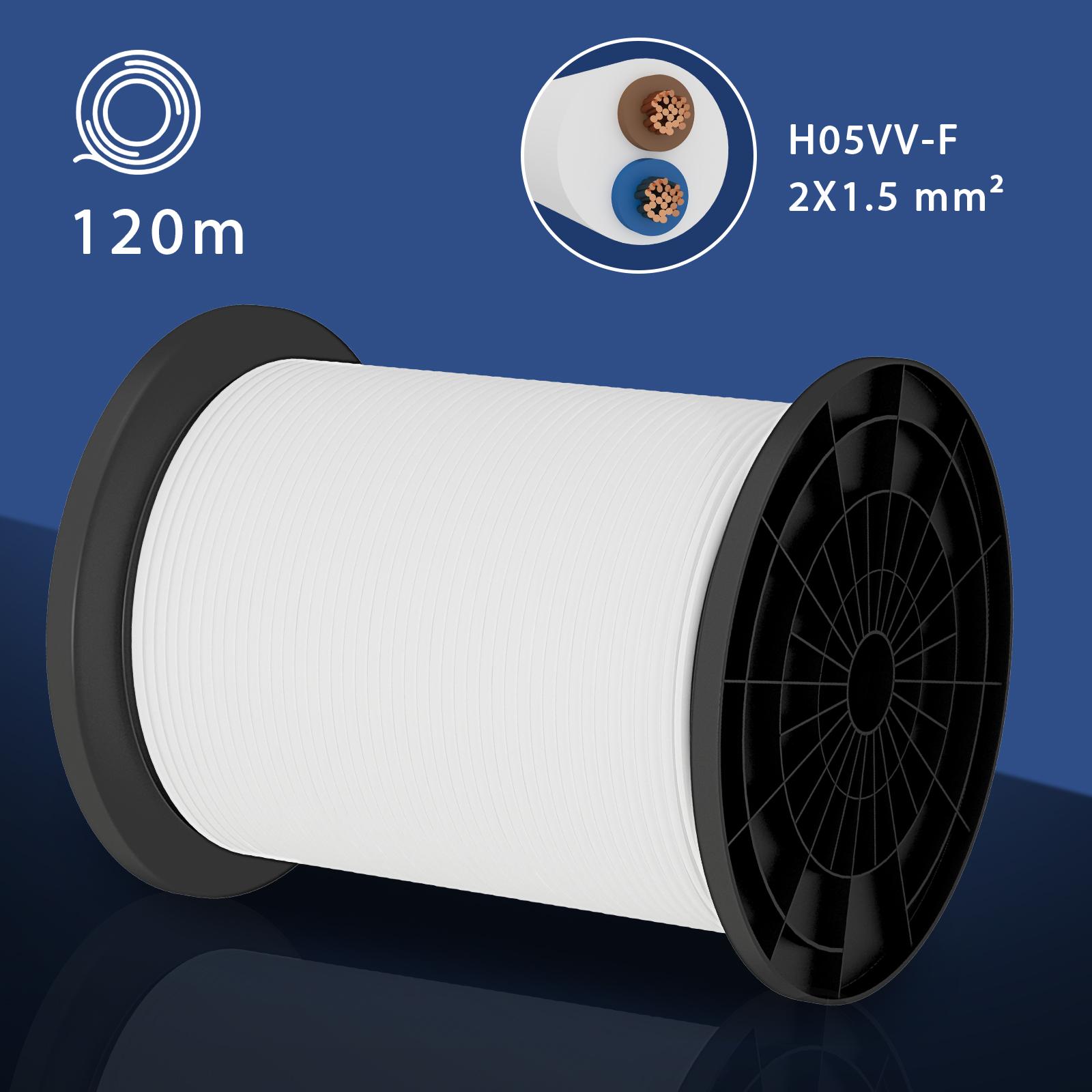 Kabel H05VV-F 2x1.5mm² 120 m biały