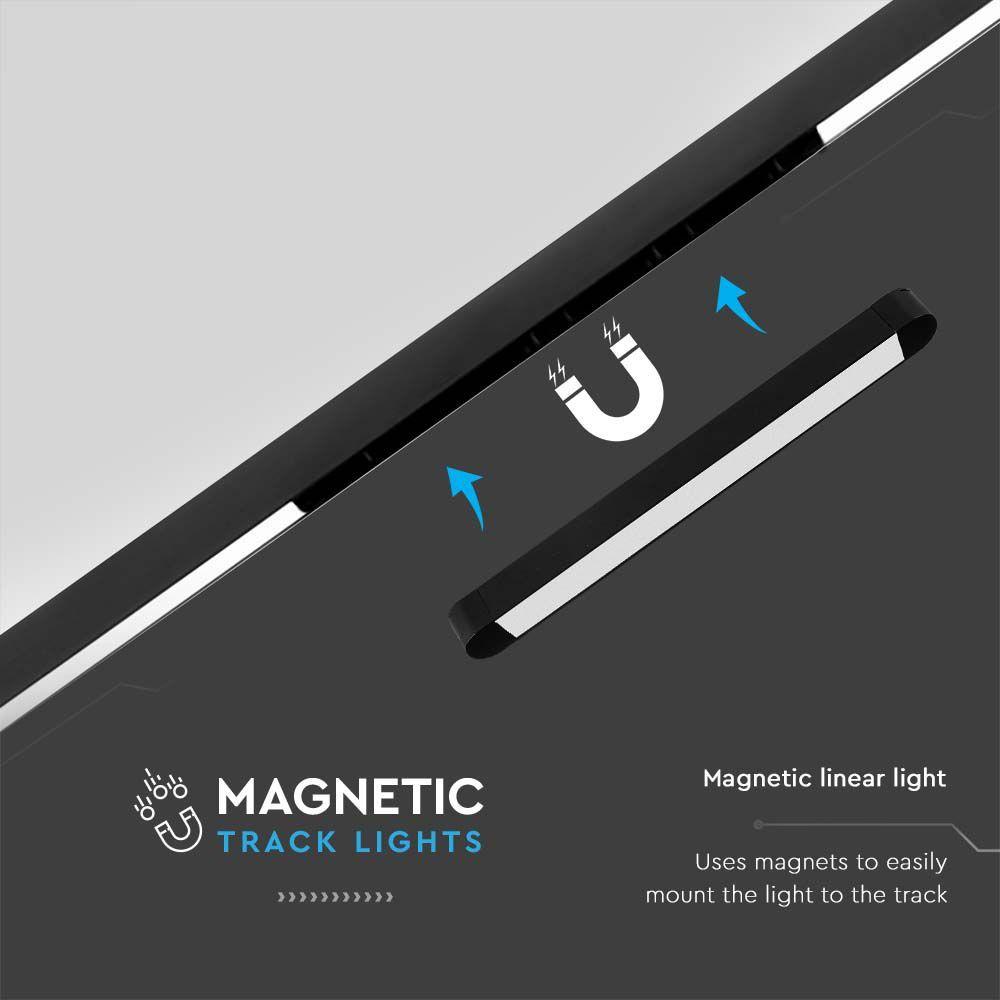 14W Lampa na Szynoprzewód SLIM MAGNETIC , Barwa: 6400K, Obudowa: Czarna , VTAC, SKU 10244