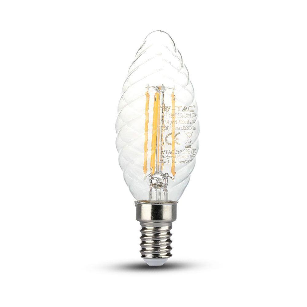 4W TWIST C35 Żarówka LED Filament, Barwa:2700K, Trzonek:E14, VTAC, SKU 4307