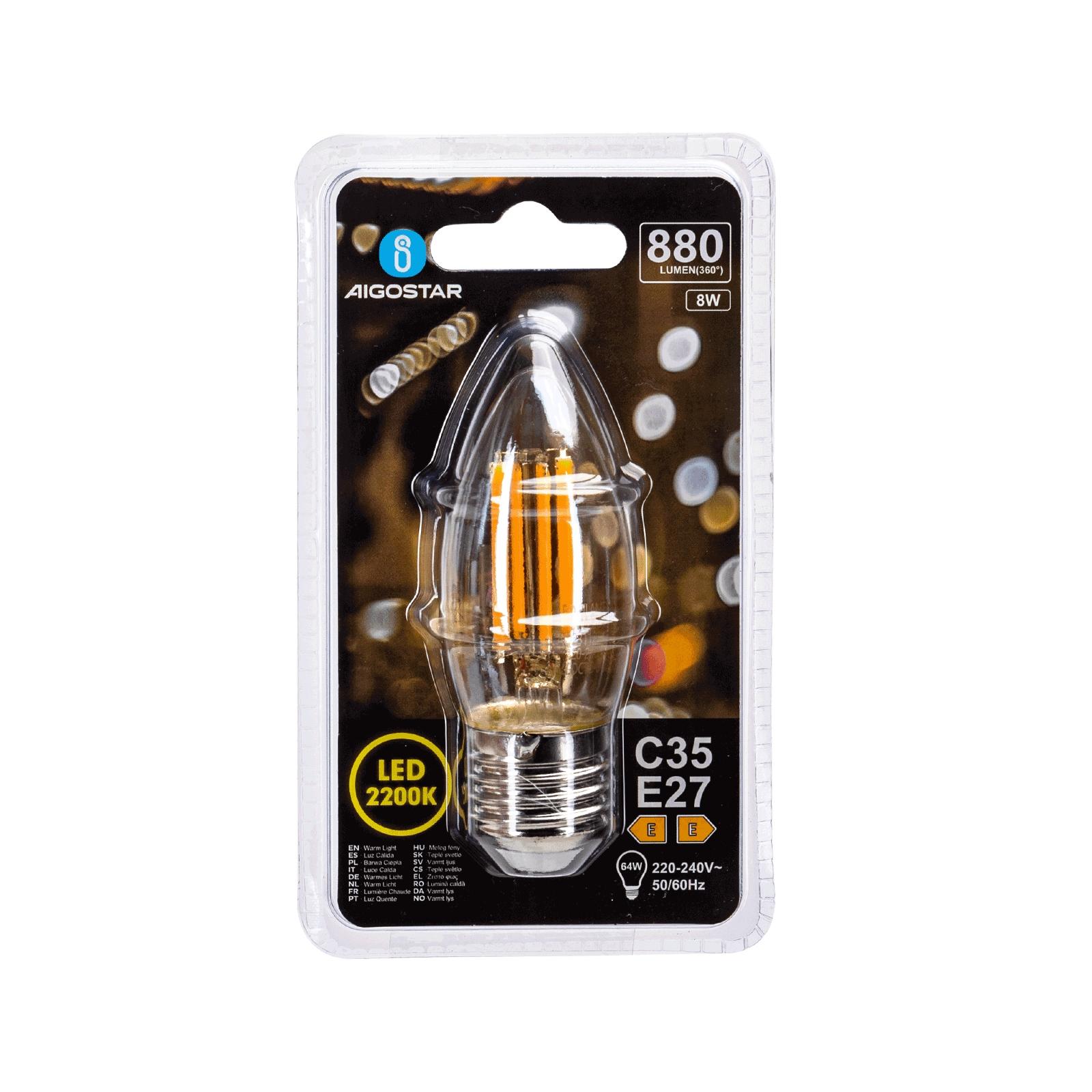 LED Filament Bulb (Amber) C35 E27 8W