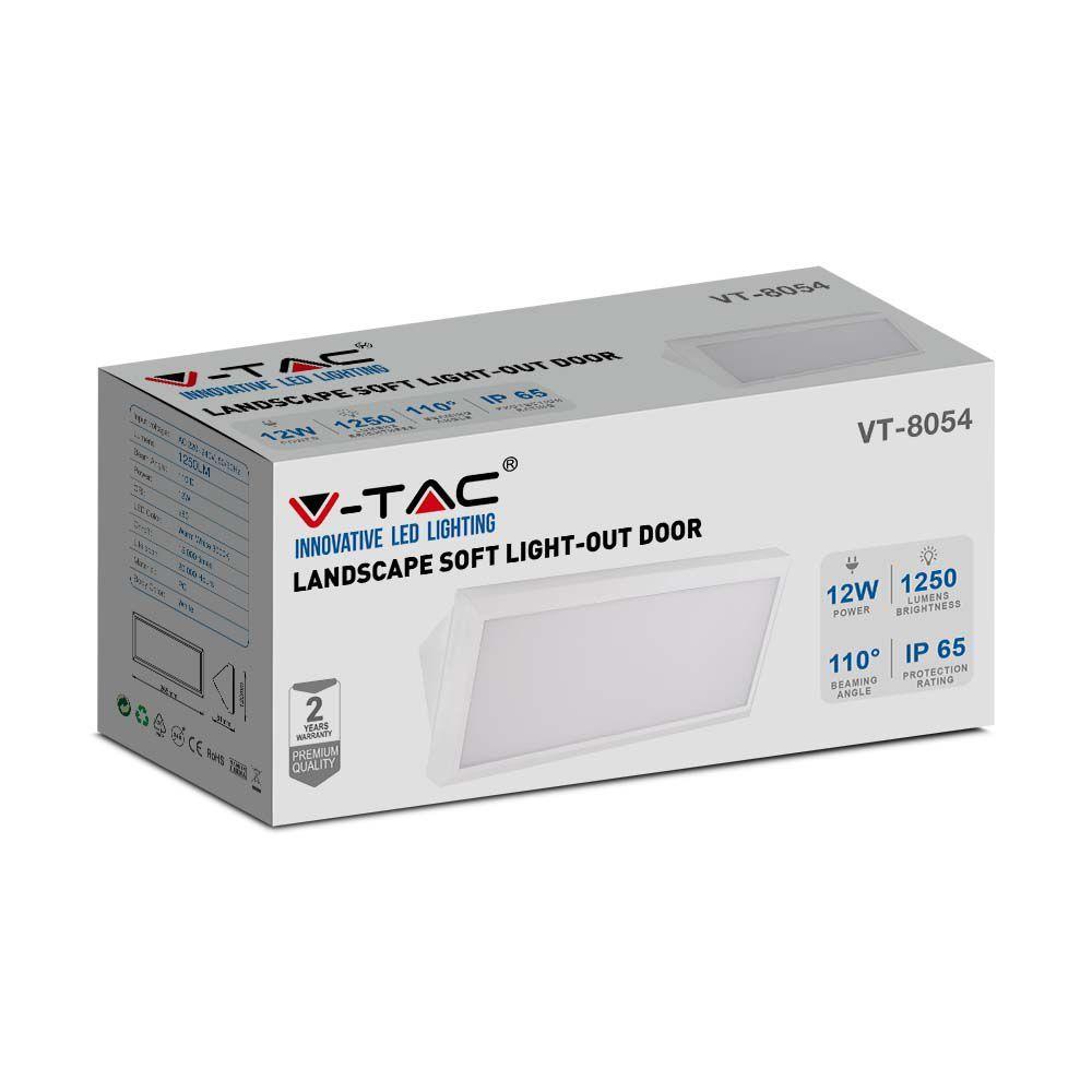 12W Lampa ścienna LED, Ukośna, Barwa:4000K, Obudowa: Biała, VTAC, SKU 6814