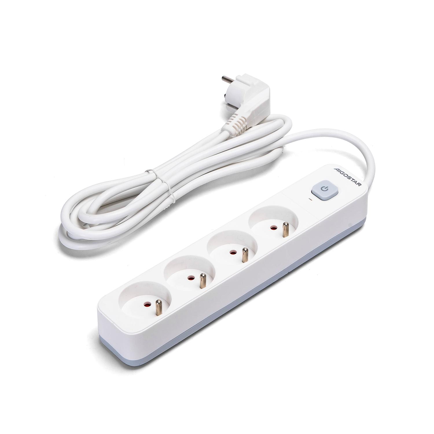 Power strips 4-way 3m H05VV-F 3G1.0m㎡ White and Gray