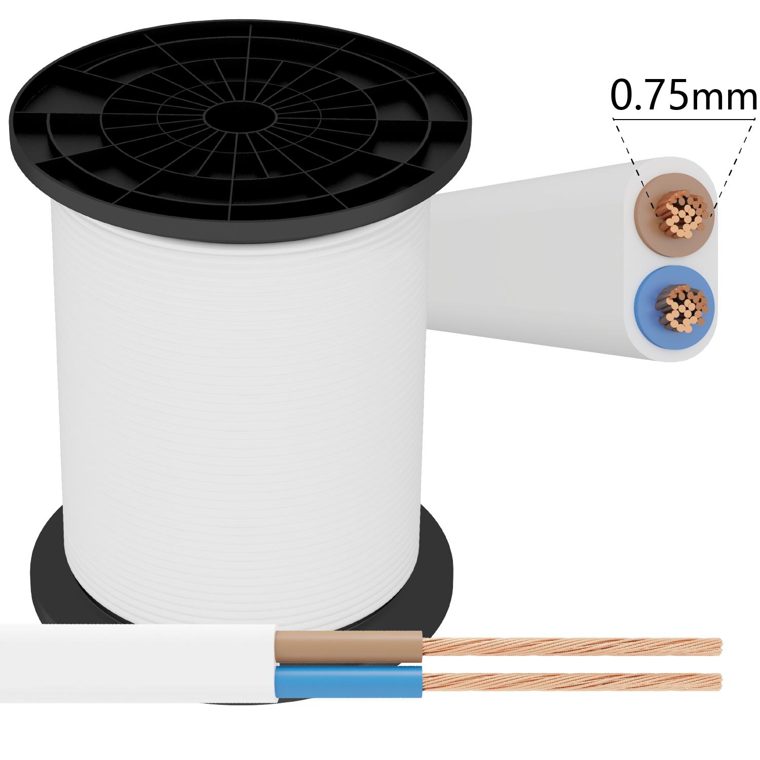 Kabel H03VVH2-F 2x0.75mm² 250 m biały