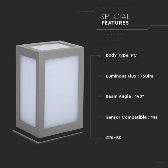 VT-822 12W LED WALL LIGHT 4000K GREY BODY